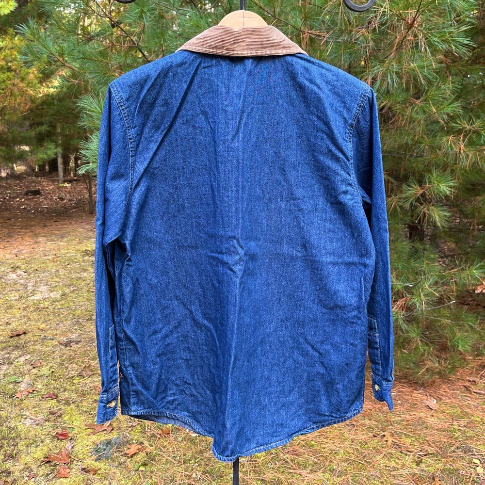 90s Capacity Embroidered Floral Denim Button-Up Shirt Blouse Size M Corduroy - Picture 3 of 13